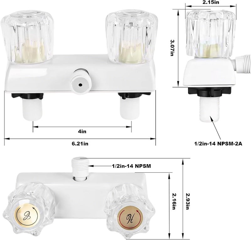 MarisFlow RV Shower Faucet with Shower head and Hose - Non-Metallic RV Shower Kit, On/Off Valve & Diverter, Handheld Shower Replacement for RV,5thWheels,Motorhomes,Travel Trailers,Campers（White） - Image 2
